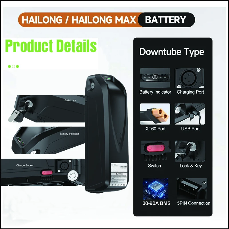 36V 48v 52v Electric Bicycle H - Ebike Battery 48V 20Ah Hailong ulasan dan harga