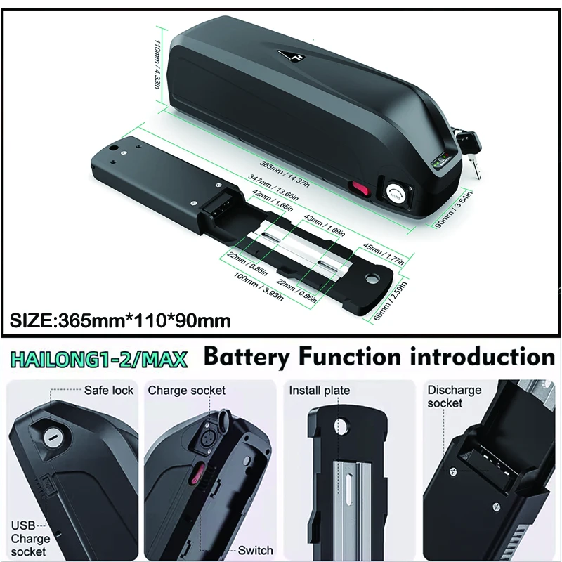 36V 48v 52v Electric Bicycle H - Ebike Battery 48V 20Ah Hailong ulasan dan harga